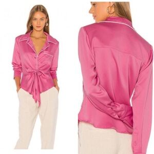 L’ Academie‎ Pink Tie Front Button Down - Medium